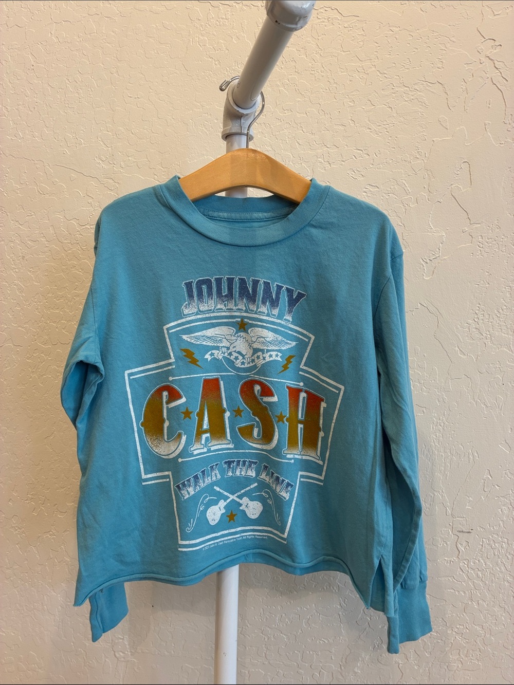 Rowdy Sprout Teal Johnny Cash Graphic Long-Sleeve Tee